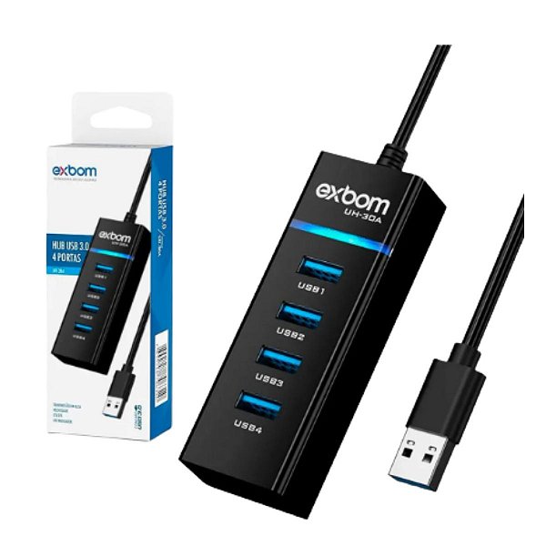 Hub USB 3.0 Expansão 4 Portas 5.0Gbps UH-30A LED indicador