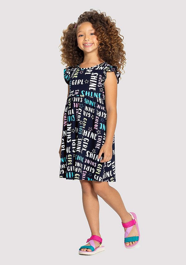 Vestido Infantil Menina com Babado Favoritos ALK 19031 4 a 10 anos