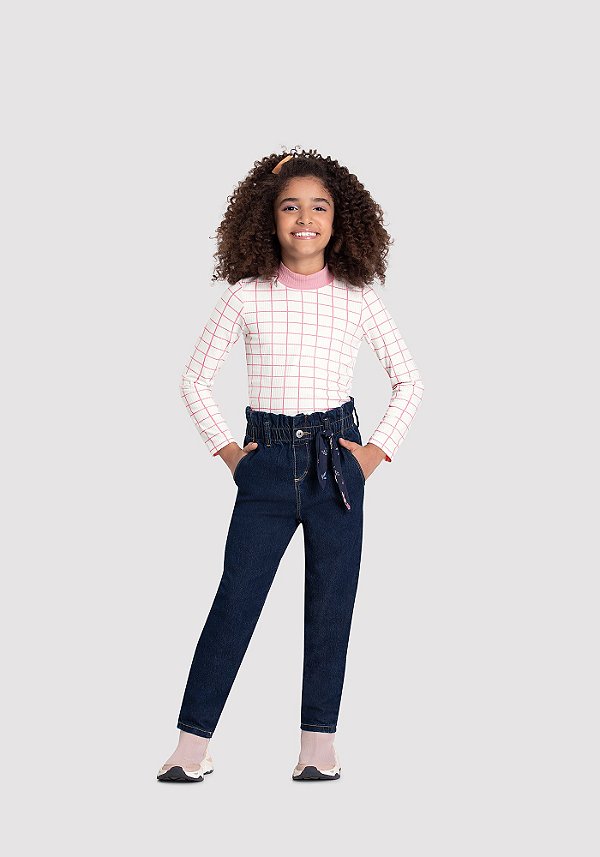 Calça Jeans Infantil Menina com Lenço Estampado Alk Ref. 20477 4 a 10 anos  - Michele Modas - Moda e Acessórios pra Família Toda.