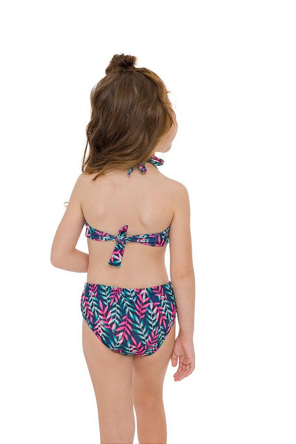 Conjunto de Biquíni Infantil Kids Floral Framboesa Marinho