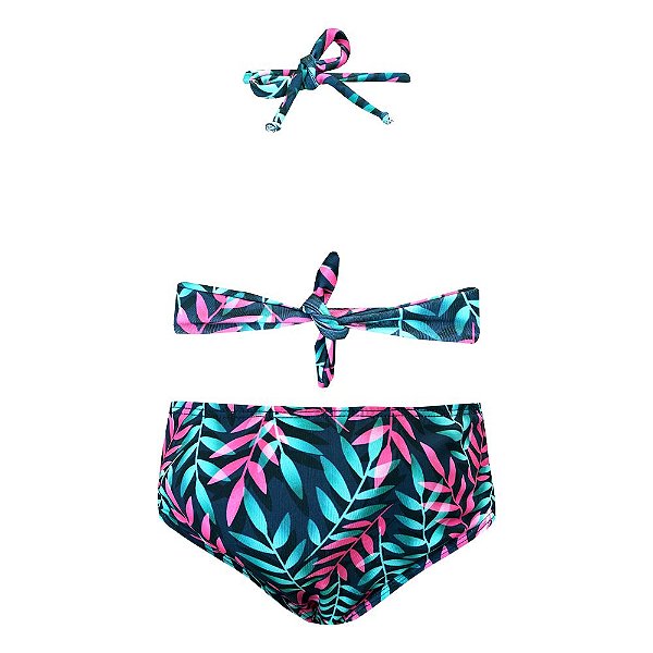Conjunto de Biquíni Infantil Kids Floral Framboesa Marinho
