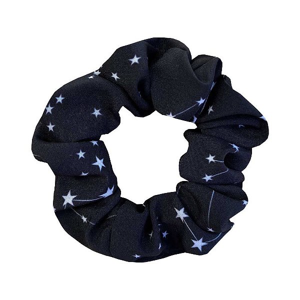 Amarrador Scrunchies Constelação Estrelas Preto