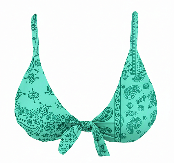 Top de Biquíni Triangulo Nó Bali Menta Neon