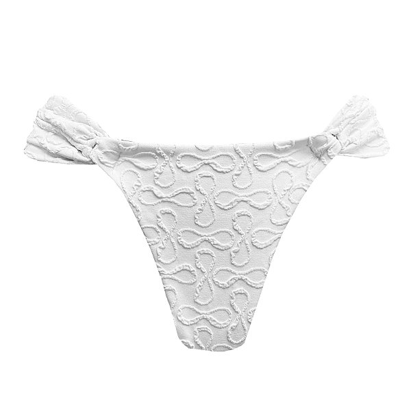 Calcinha de Biquíni Empina Bumbum Inteira Branco Jacquard