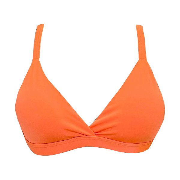 Top de Biquíni Triangulo Fixo Laranja Liso