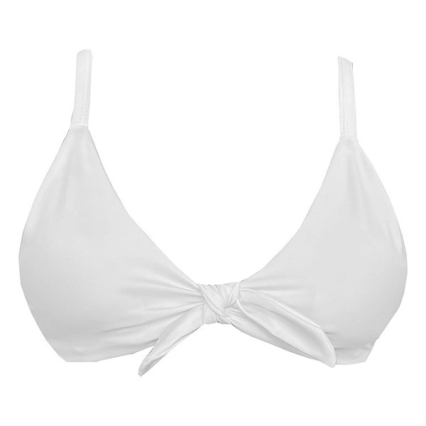 Top de Biquíni Triangulo Nó Branco Liso