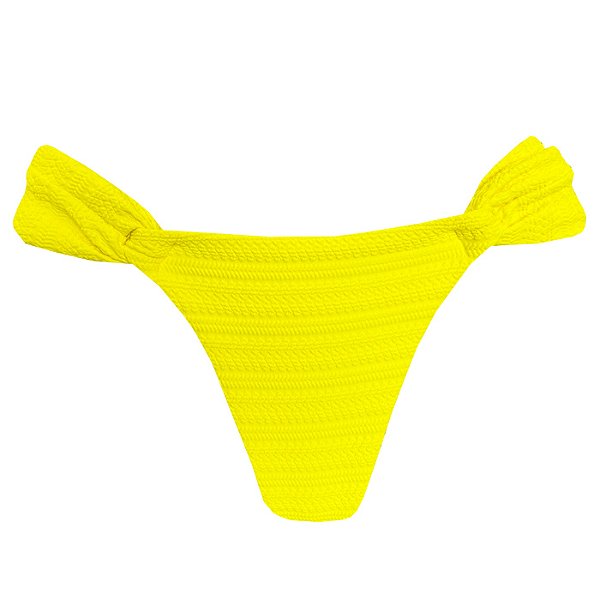 Calcinha Inteira de Biquíni Empina Bumbum Amarelo Jacquard