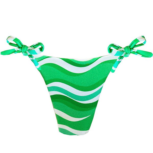 Calcinha de Biquíni Empina Bumbum Ondas Branco Jacquard