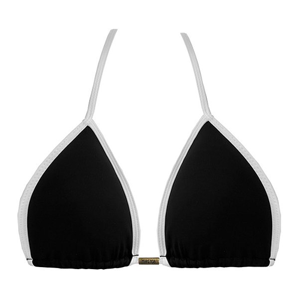 Top de Biquíni Cortininha de Fita Duo Preto e Branco