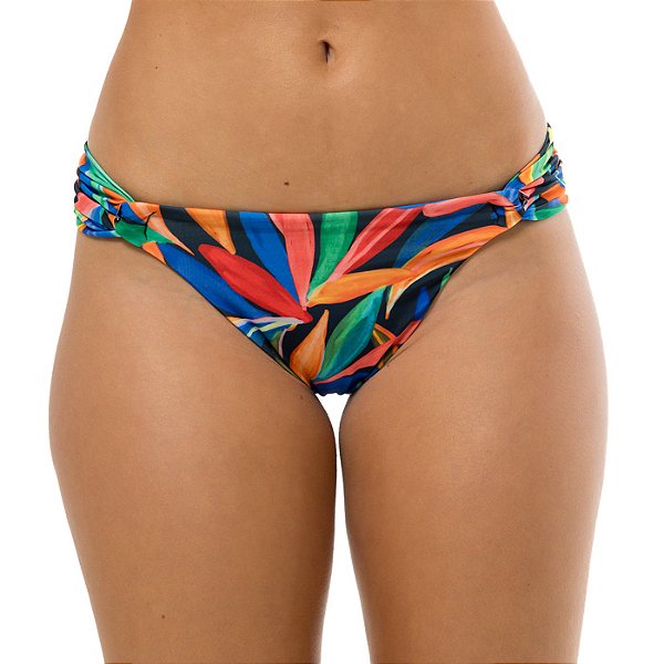 Calcinha Inteira de Biquíni Empina Bumbum Folhagens Coloridas