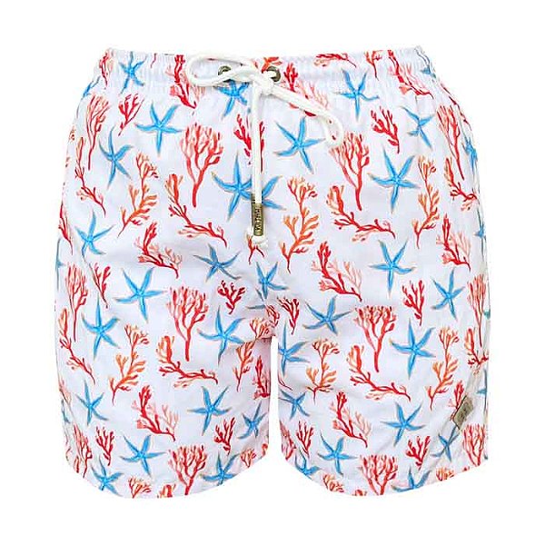 Shorts Bermuda Masculina de Praia Estrela do Mar Branco