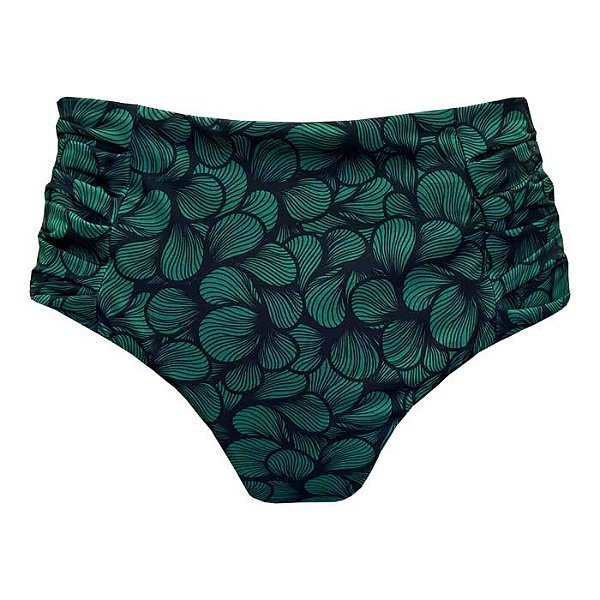 Calcinha de Biquíni Hot Pants Franzida Ondas Verde