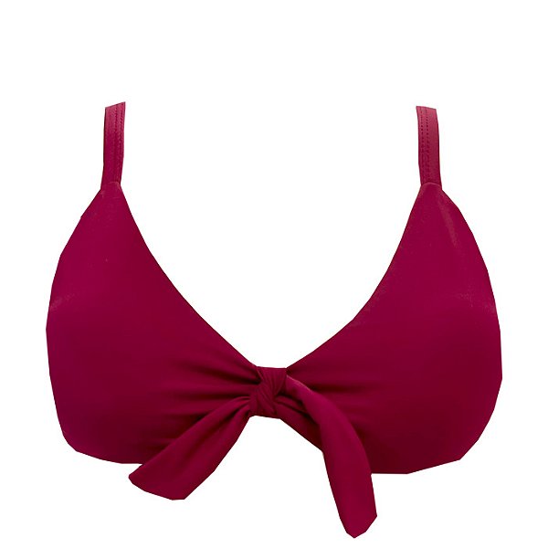Top de Biquíni Triangulo Nó Vermelho Bordô Liso