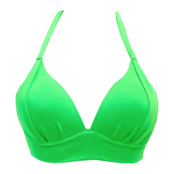 Top de Biquíni Meia Taça Verde Neon Liso