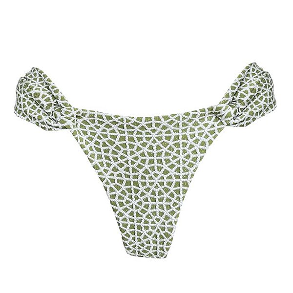 Calcinha Inteira de Biquíni Empina Bumbum Verde Pistache Jacquard