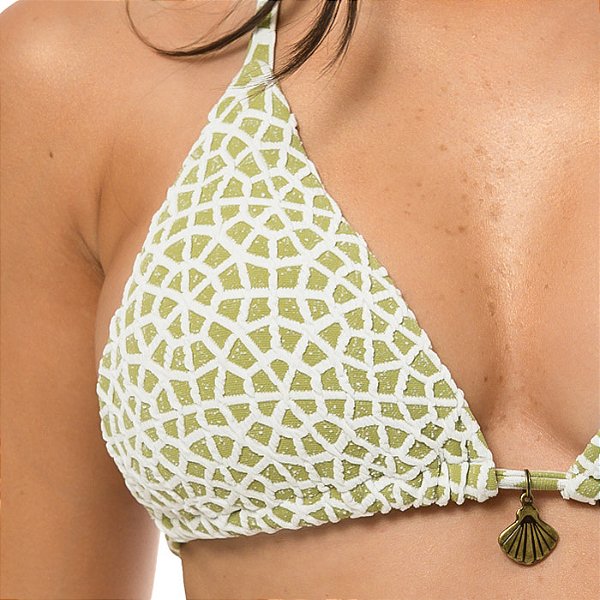 Top de Biquíni Cortininha Verde Pistache Jacquard