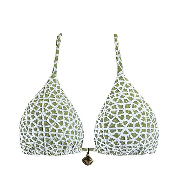 Top de Biquíni Cortininha Verde Pistache Jacquard
