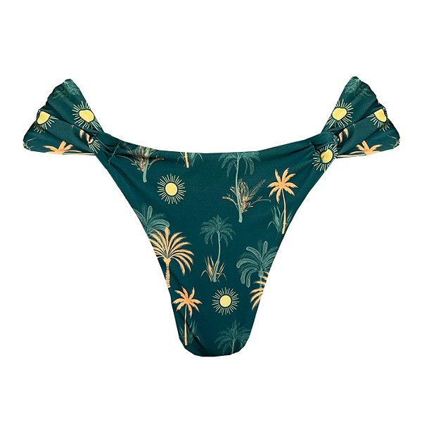 Calcinha Inteira de Biquíni Empina Bumbum Solar Tropical Verde