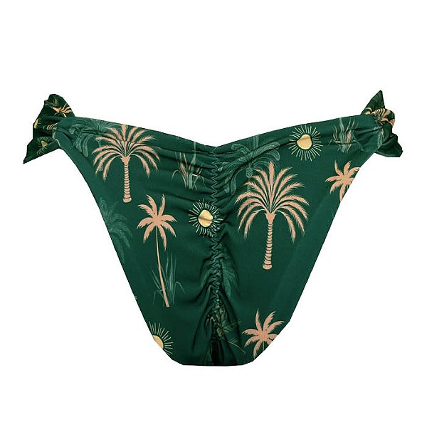 Calcinha Inteira de Biquíni Empina Bumbum Solar Tropical Verde