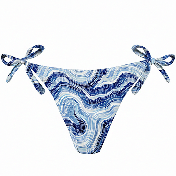 Calcinha de Biquíni Empina Bumbum Maresia Azul e Branco