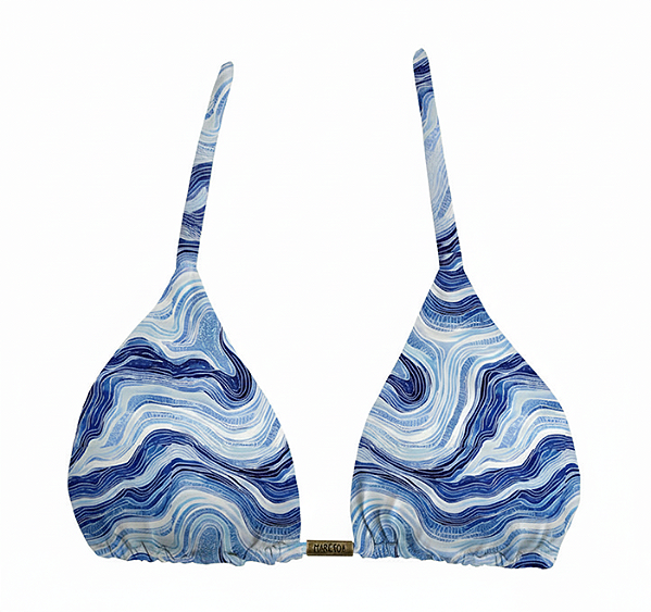 Top de Biquíni Cortininha Maresia Azul e Branco