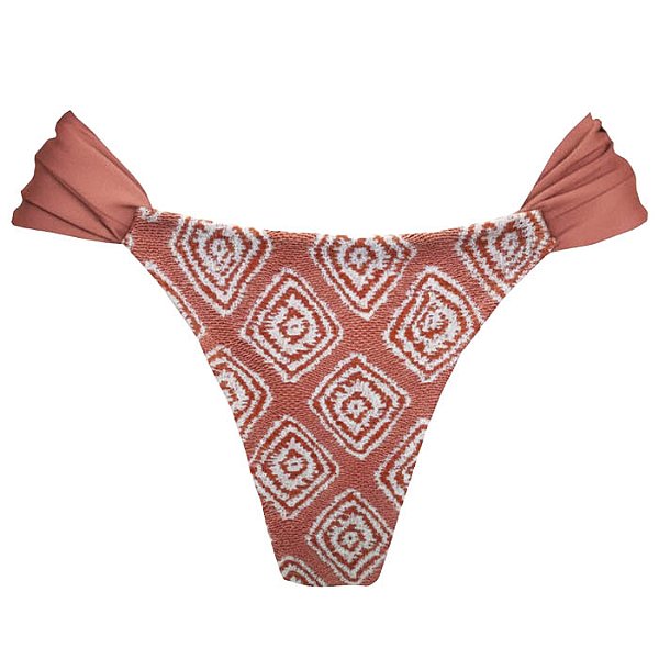 Calcinha Inteira de Biquíni Empina Bumbum Tribal Laranja Rendado