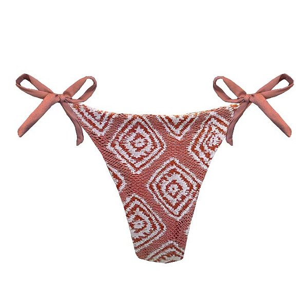 Calcinha de Biquíni Empina Bumbum Tribal Laranja Rendado