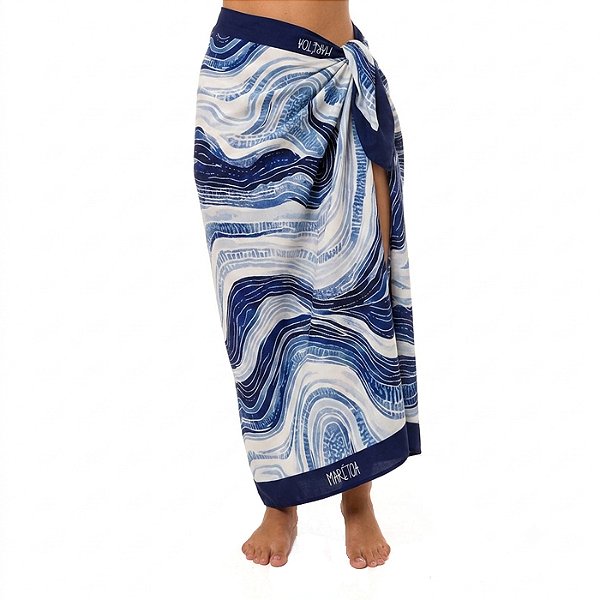 Canga de Praia Pareô Maresia Azul e Branco