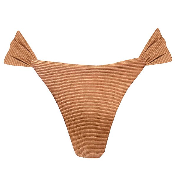 Calcinha Inteira de Biquíni Empina Bumbum Dourado Canelado