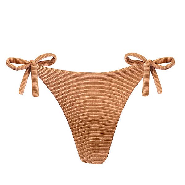 Calcinha de Biquíni Empina Bumbum Dourado Canelado