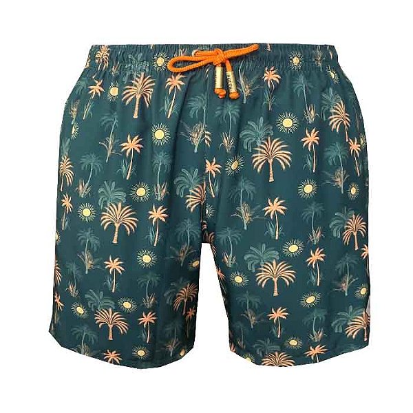 Shorts Bermuda Masculina de Praia Solar Tropical Verde
