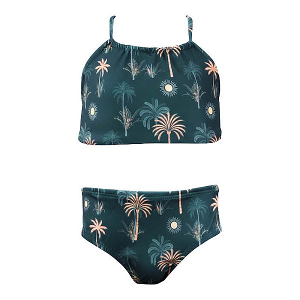 Conjunto de Biquíni Infantil Kids Solar Tropical Verde