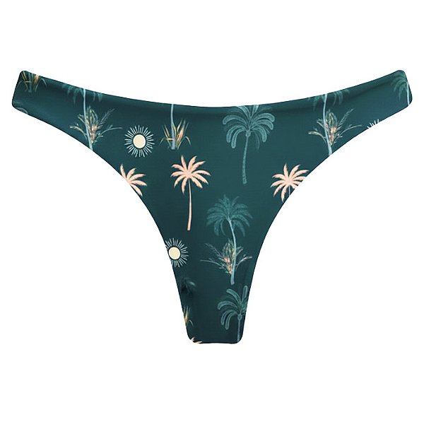 Calcinha de Biquíni Tanga Fio Duplo Solar Tropical Verde