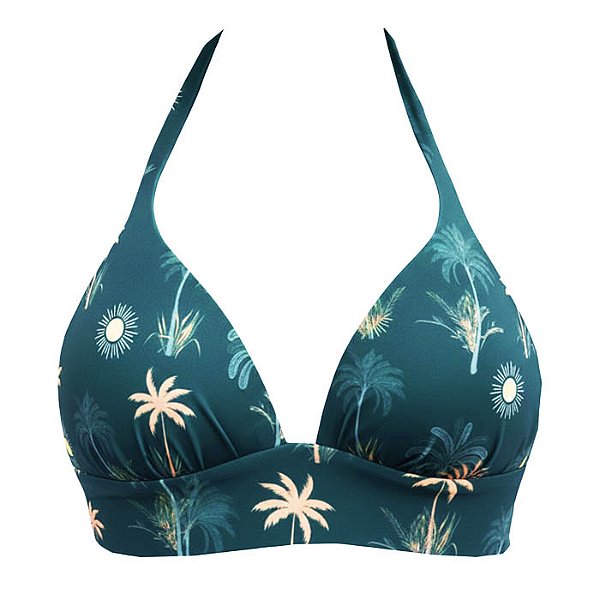 Top de Biquíni Meia Taça Solar Tropical Verde