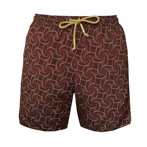 Shorts Bermuda Masculina de Praia Conchas Marrom