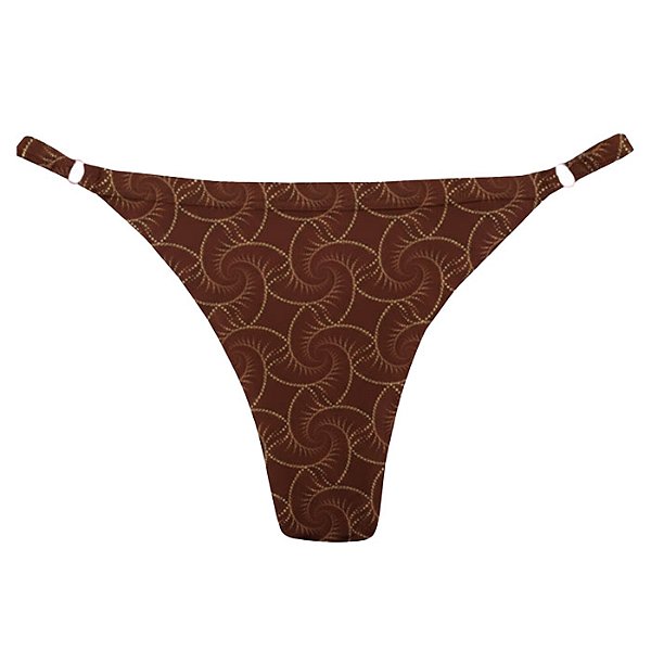 Calcinha de Biquíni Fio Duplo com Regulagem Conchas Marrom