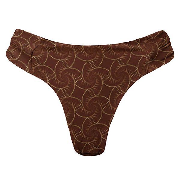 Calcinha de Biquíni Borboleta Fio Duplo Conchas Marrom