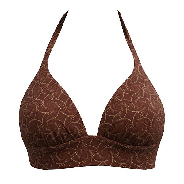 Top de Biquíni Meia Taça Conchas Marrom