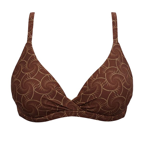 Top de Biquíni Triangulo Fixo Conchas Marrom