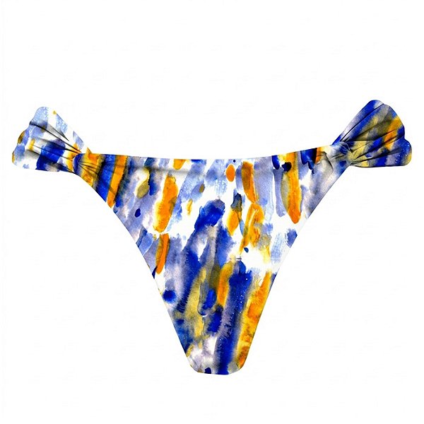 Calcinha Inteira de Biquíni Empina Bumbum Aquarela Azul e Laranja