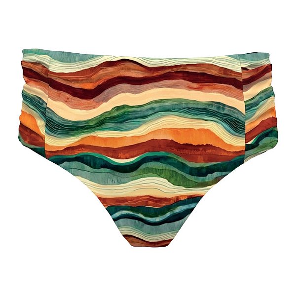 Calcinha de Biquíni Hot Pants Franzida Dunas Colorido