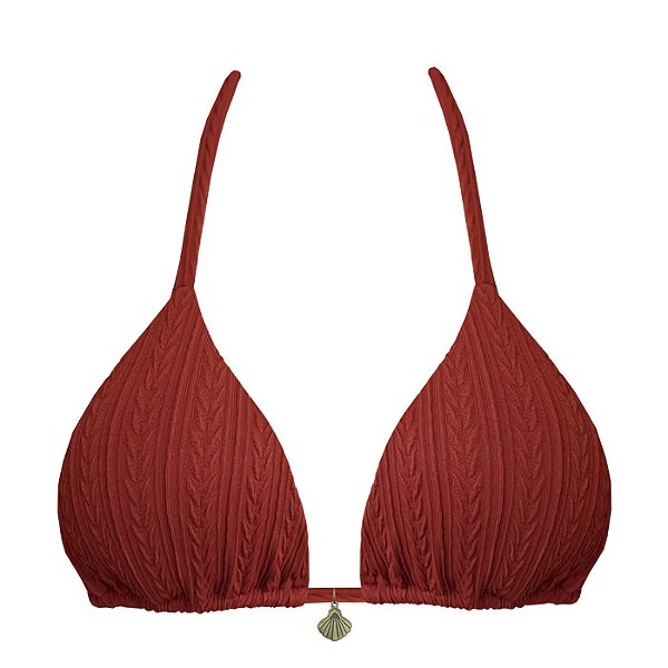 Top de Biquíni Cortininha Vermelho Marsala Jacquard