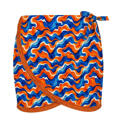 Saída de Praia Saia Pareô Oceano Azul e Laranja