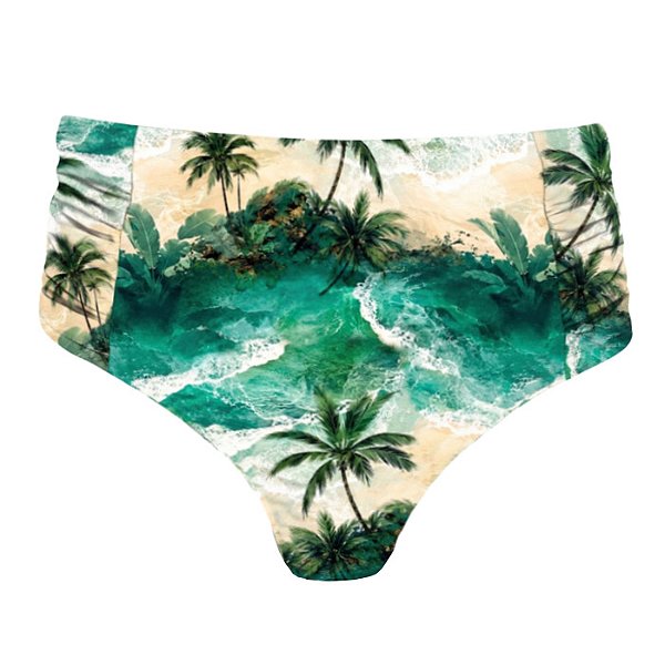 Calcinha de Biquíni Hot Pants Franzida Praia dos Coqueiros Turquesa