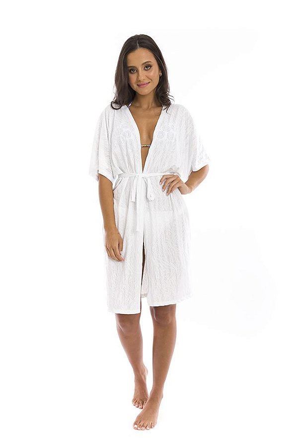 Saída de Praia Kimono Branco