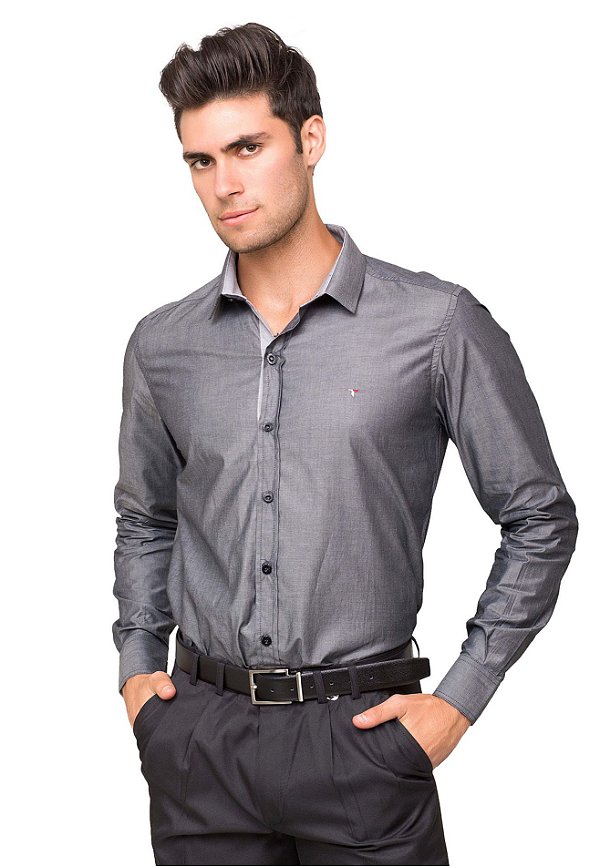 Camisa Social Masculina Tony Menswear Acetinada Algodão Fio 60 Cinza - Tony  Menswear - Não há elegância sem praticidade para o homem atual!