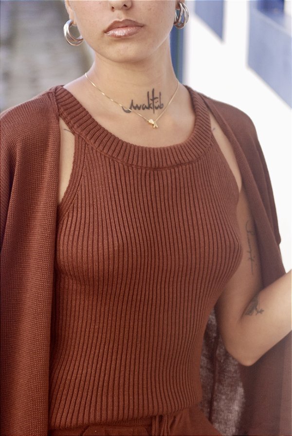 Blusa  Canoa Canelada Tricot