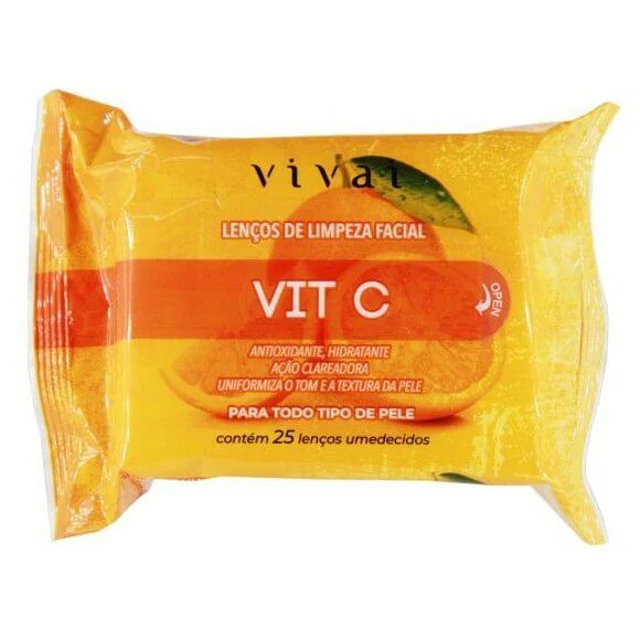 Lenço de limpeza facial Vitamina C - Vivai