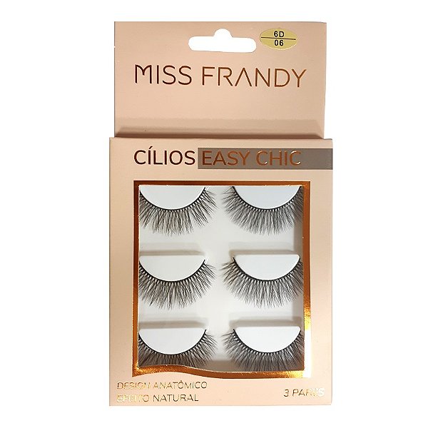 Caixa 3 pares cílios Easy Chic 6D 06 - Miss Frandy