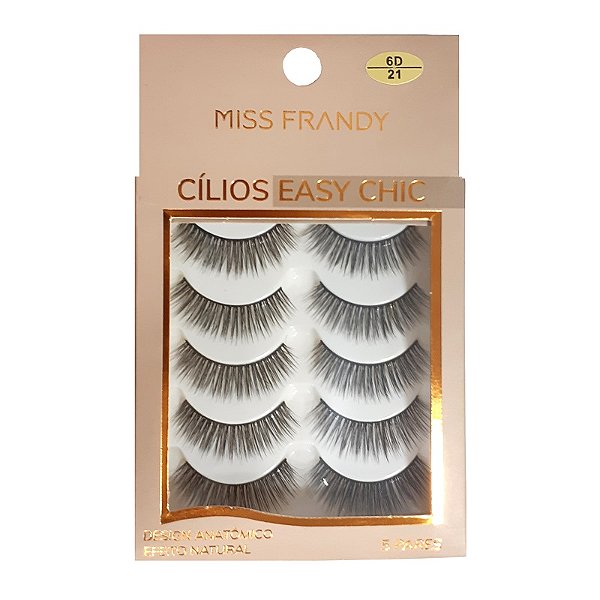 Caixa 5 pares cílios Easy Chic 6D 21 - Miss Frandy